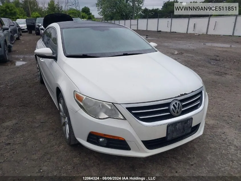 2012 Volkswagen Passat Cc VIN: WVWNN9AN9CE511851 Lot: 12064324