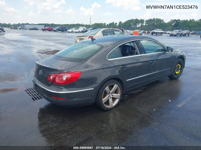 2012 Volkswagen Cc Lux VIN: WVWHN7AN1CE523476 Lot: 39865967