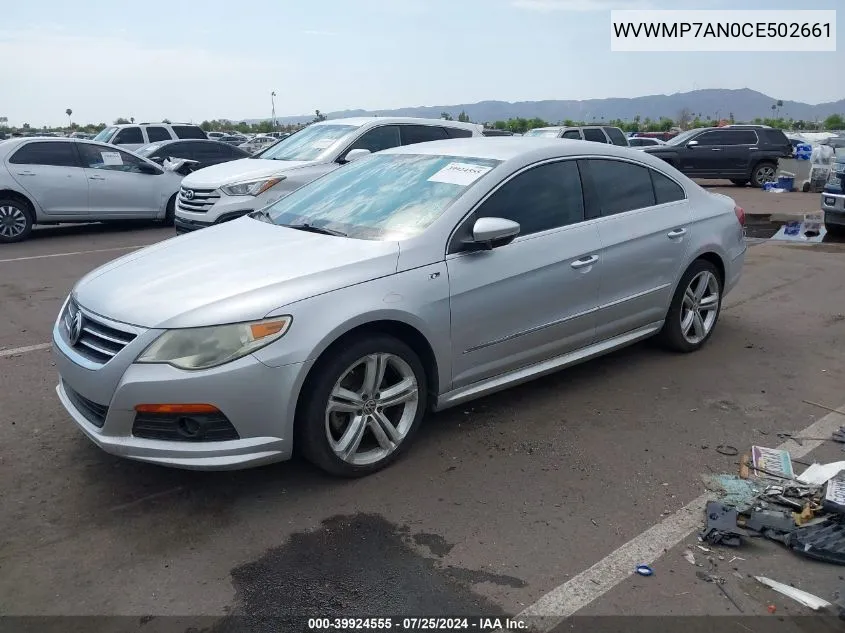 2012 Volkswagen Cc R-Line VIN: WVWMP7AN0CE502661 Lot: 39924555