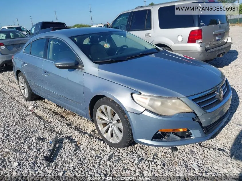 2012 Volkswagen Cc Sport VIN: WVWMP7AN5CE506981 Lot: 40151428