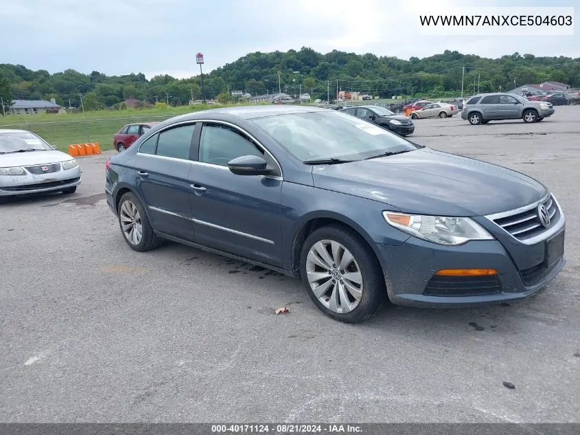 2012 Volkswagen Cc Sport VIN: WVWMN7ANXCE504603 Lot: 40171124