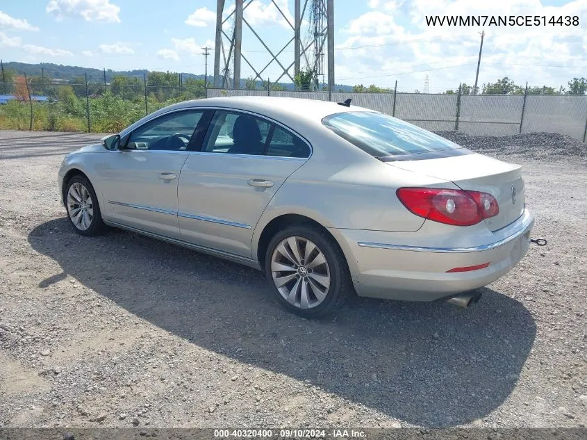 2012 Volkswagen Cc Sport VIN: WVWMN7AN5CE514438 Lot: 40320400