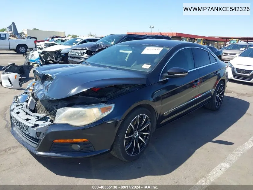 2012 Volkswagen Cc R-Line/Sport VIN: WVWMP7ANXCE542326 Lot: 40355138