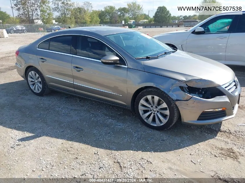 2012 Volkswagen Cc Sport VIN: WVWMN7AN7CE507538 Lot: 40437437