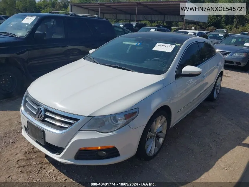 2012 Volkswagen Cc Lux Limited VIN: WVWHN7ANXCE545721 Lot: 40491774