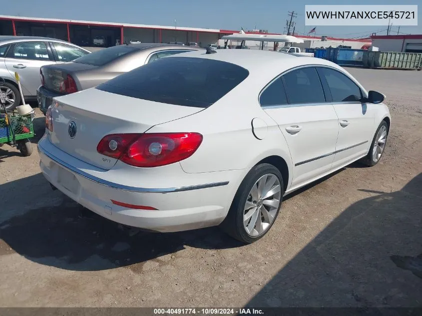 2012 Volkswagen Cc Lux Limited VIN: WVWHN7ANXCE545721 Lot: 40491774