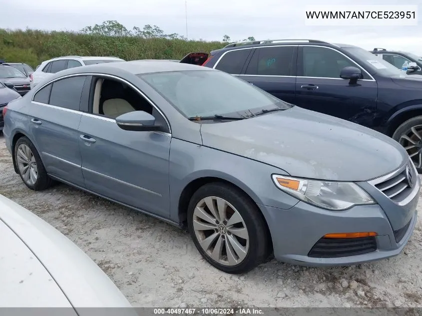 WVWMN7AN7CE523951 2012 Volkswagen Cc Sport/R-Line