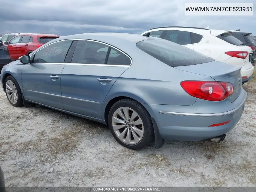 WVWMN7AN7CE523951 2012 Volkswagen Cc Sport/R-Line