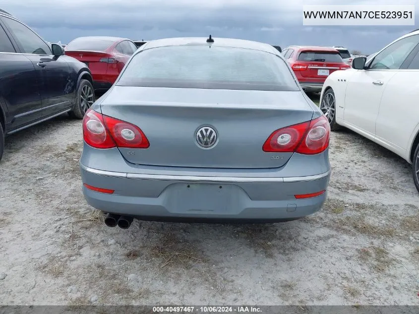 2012 Volkswagen Cc Sport/R-Line VIN: WVWMN7AN7CE523951 Lot: 40497467