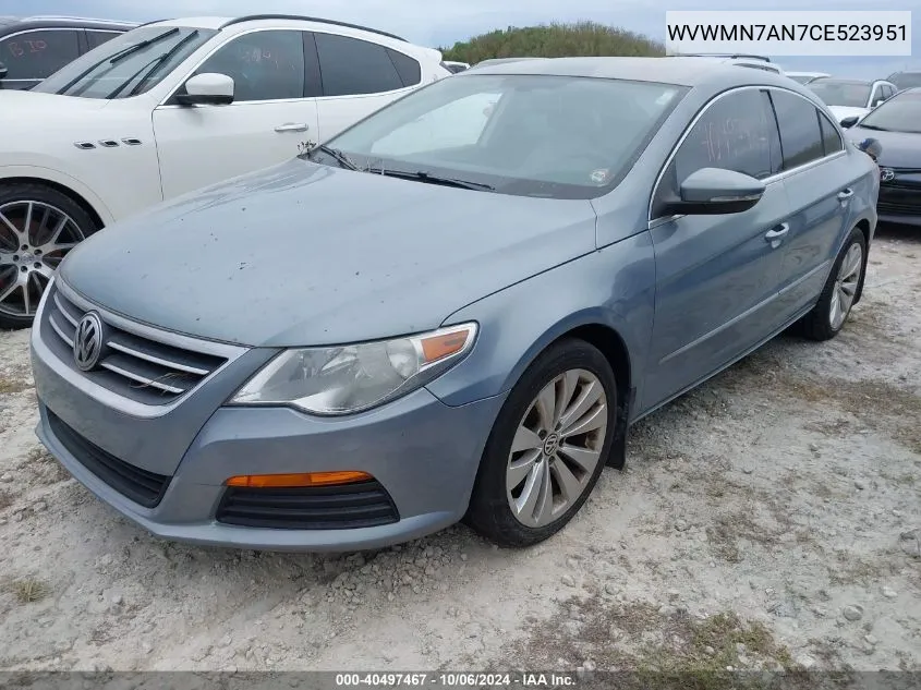 2012 Volkswagen Cc Sport/R-Line VIN: WVWMN7AN7CE523951 Lot: 40497467