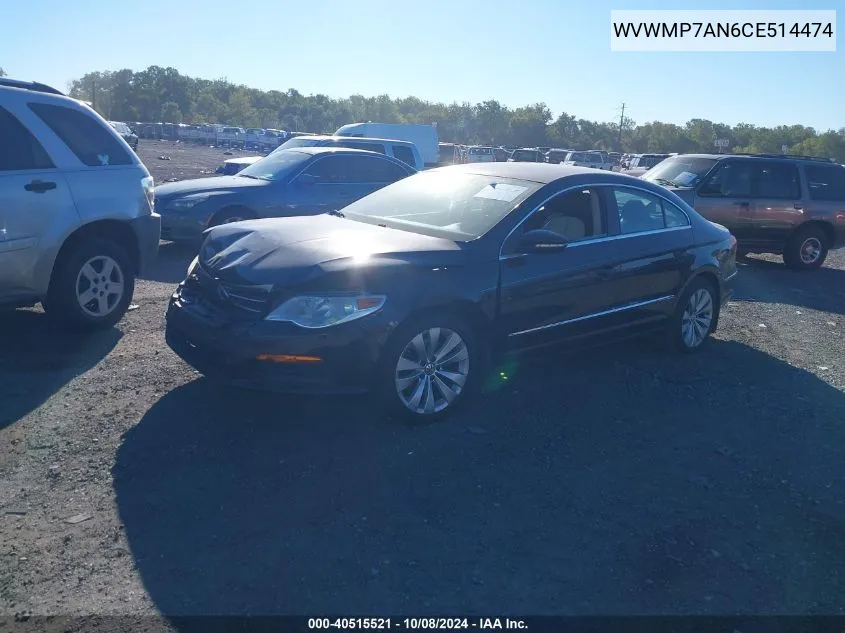 2012 Volkswagen Cc Sport VIN: WVWMP7AN6CE514474 Lot: 40515521