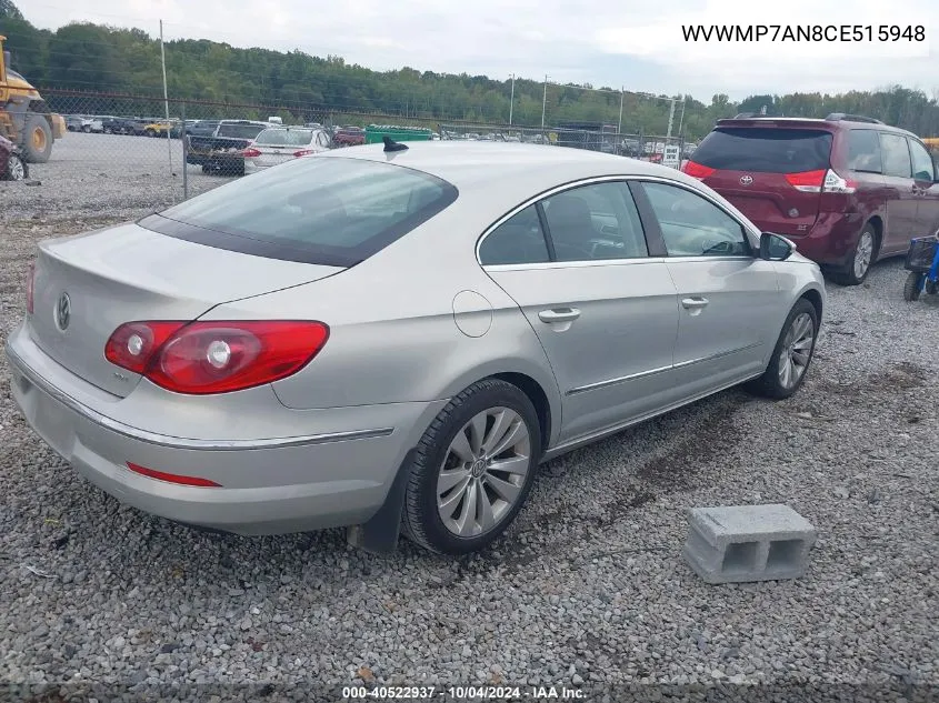 2012 Volkswagen Cc R-Line/Sport VIN: WVWMP7AN8CE515948 Lot: 40522937