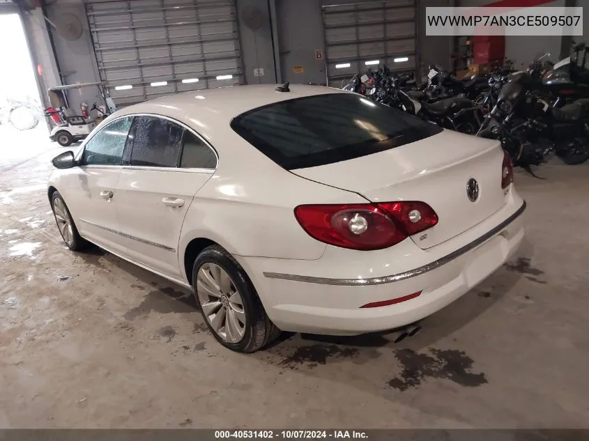 2012 Volkswagen Cc Sport VIN: WVWMP7AN3CE509507 Lot: 40531402