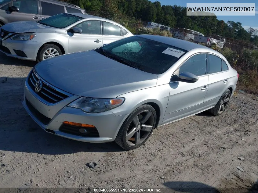 2012 Volkswagen Cc Lux VIN: WVWHN7AN7CE507007 Lot: 40665591