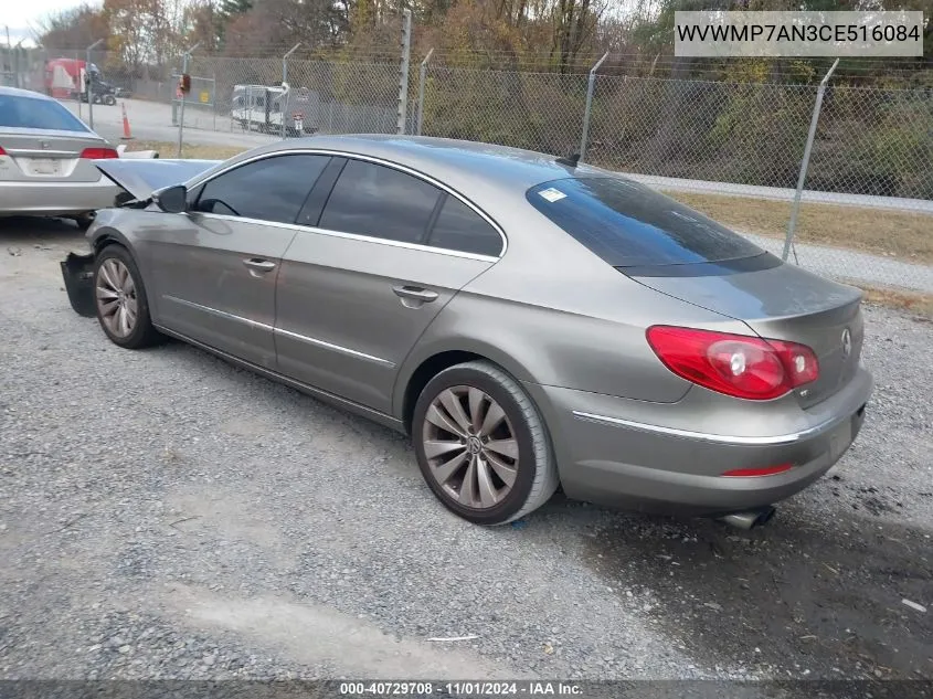 2012 Volkswagen Cc Sport VIN: WVWMP7AN3CE516084 Lot: 40729708