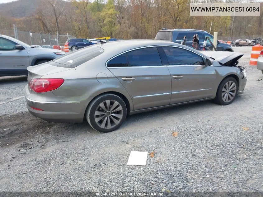 2012 Volkswagen Cc Sport VIN: WVWMP7AN3CE516084 Lot: 40729708