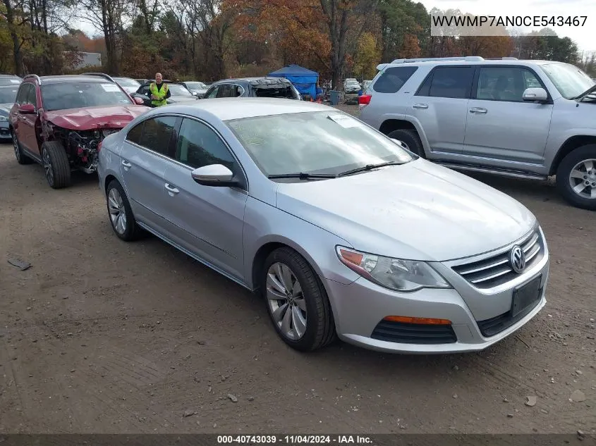 2012 Volkswagen Cc Sport VIN: WVWMP7AN0CE543467 Lot: 40743039