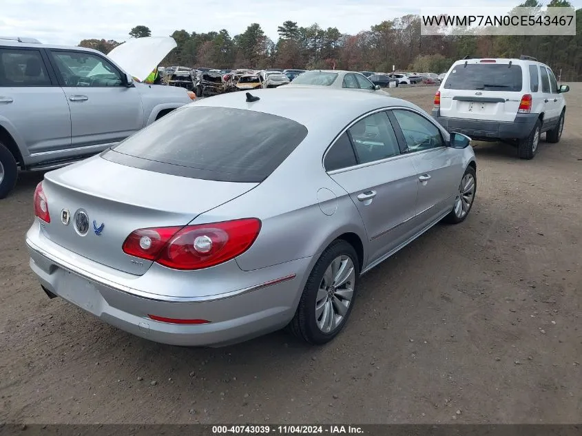 2012 Volkswagen Cc Sport VIN: WVWMP7AN0CE543467 Lot: 40743039