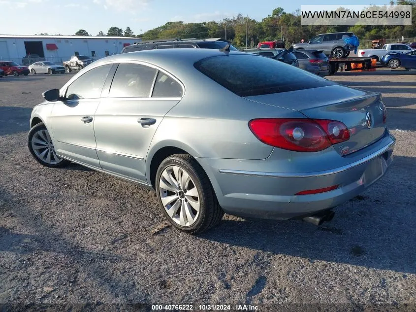 2012 Volkswagen Cc Sport VIN: WVWMN7AN6CE544998 Lot: 40766222