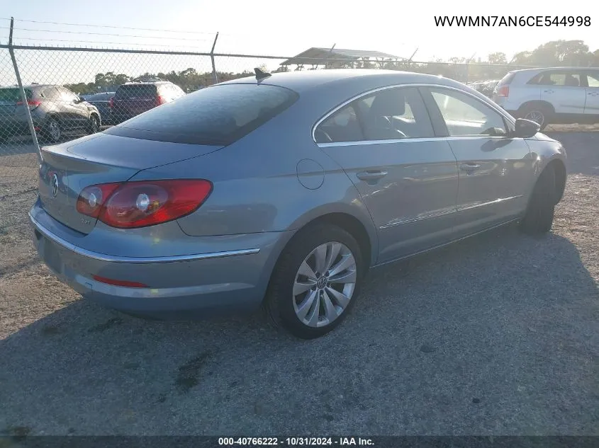 2012 Volkswagen Cc Sport VIN: WVWMN7AN6CE544998 Lot: 40766222