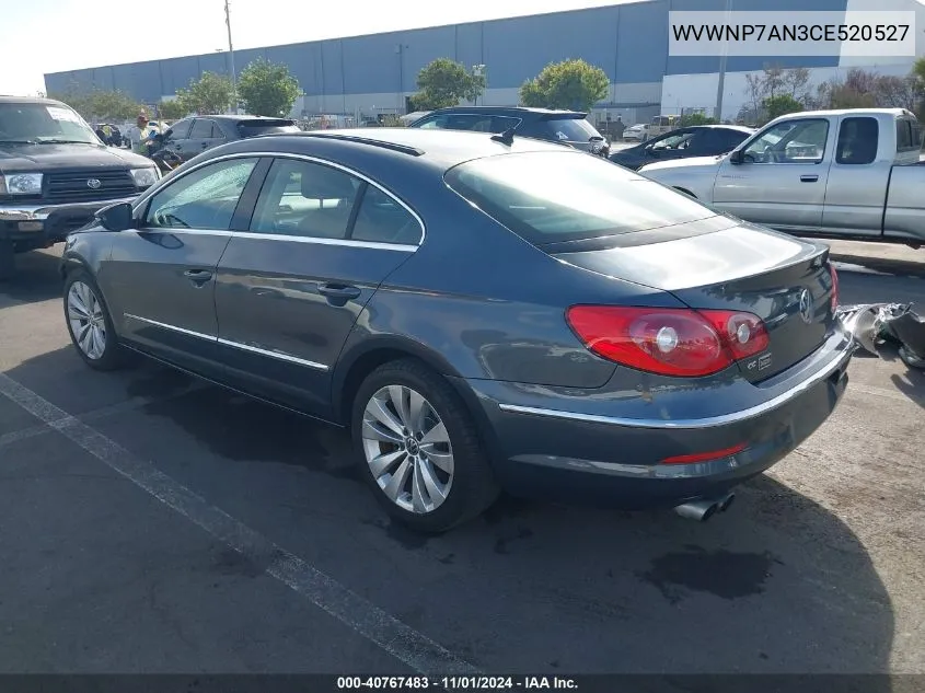 2012 Volkswagen Cc Sport VIN: WVWNP7AN3CE520527 Lot: 40767483