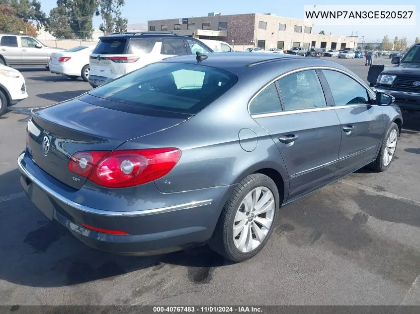 2012 Volkswagen Cc Sport VIN: WVWNP7AN3CE520527 Lot: 40767483