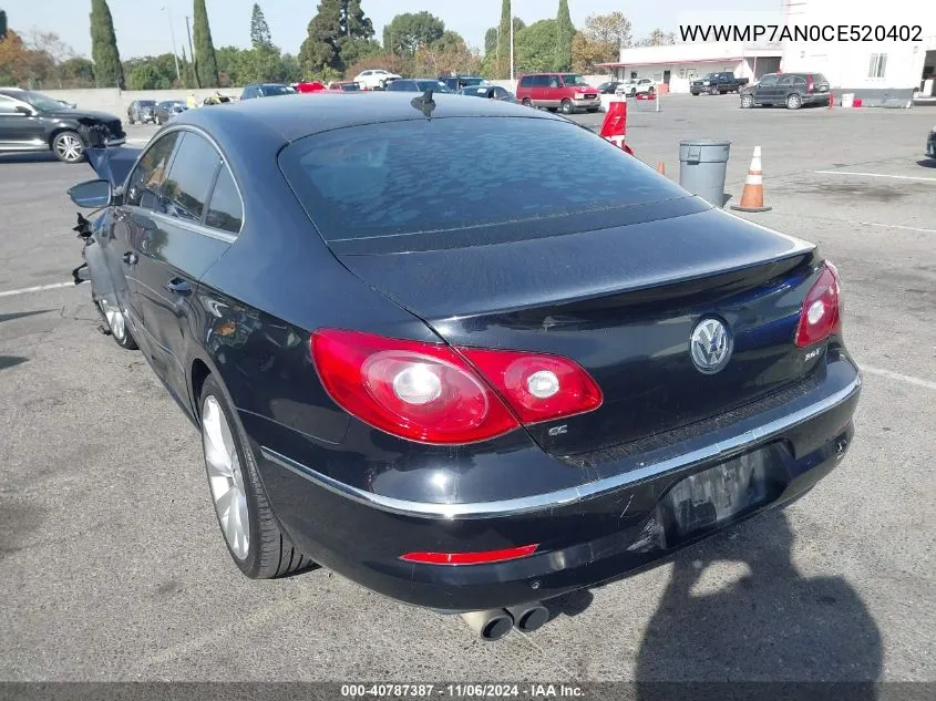 2012 Volkswagen Cc Sport VIN: WVWMP7AN0CE520402 Lot: 40787387