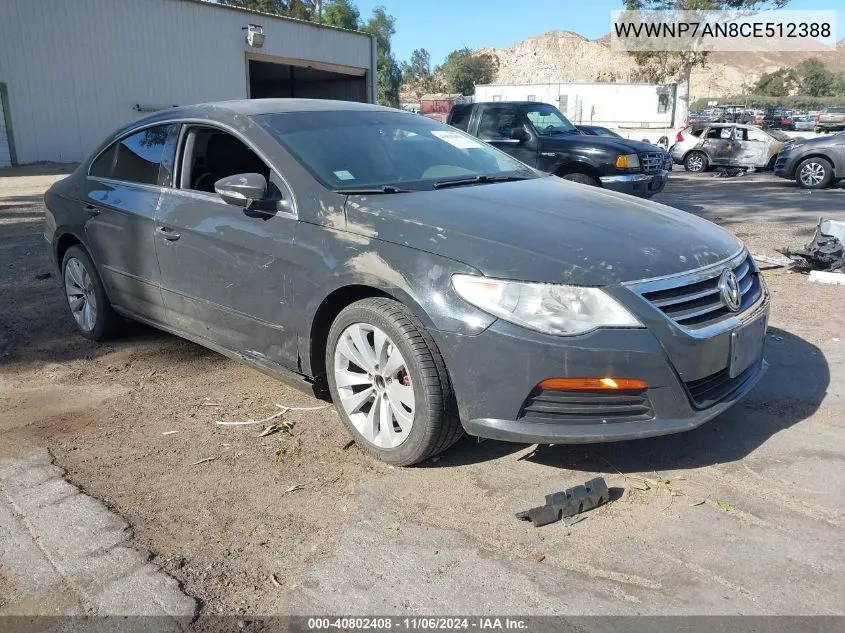 2012 Volkswagen Cc Sport VIN: WVWNP7AN8CE512388 Lot: 40802408