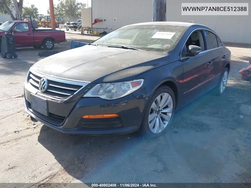 2012 Volkswagen Cc Sport VIN: WVWNP7AN8CE512388 Lot: 40802408