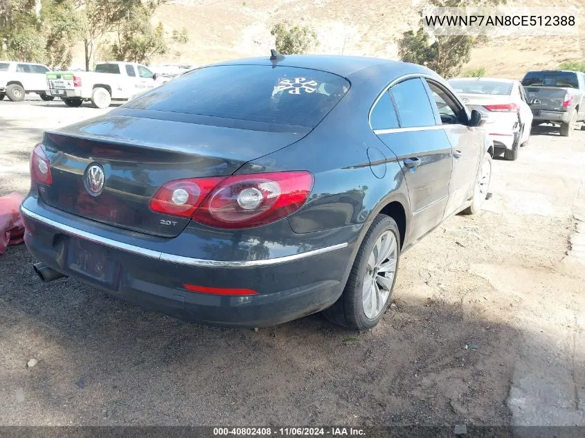 2012 Volkswagen Cc Sport VIN: WVWNP7AN8CE512388 Lot: 40802408