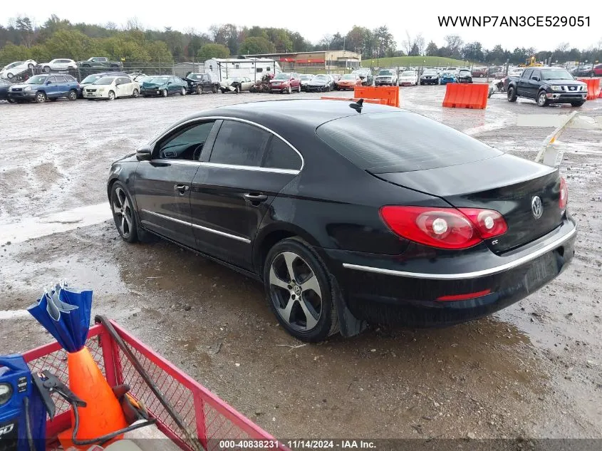 2012 Volkswagen Cc Sport/R-Line VIN: WVWNP7AN3CE529051 Lot: 40838231