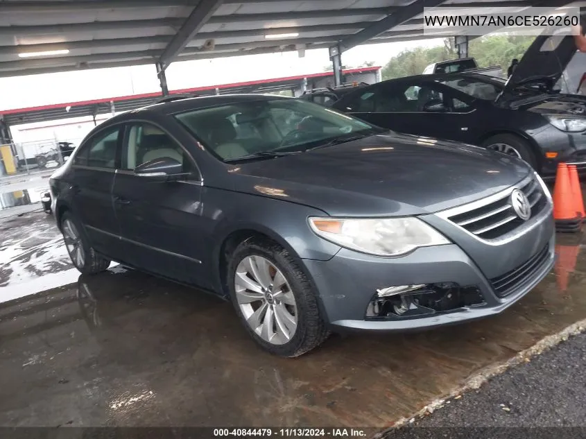 2012 Volkswagen Cc Sport VIN: WVWMN7AN6CE526260 Lot: 40844479