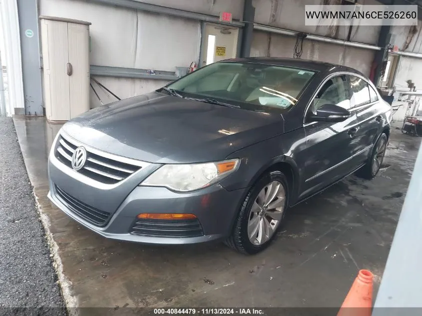 2012 Volkswagen Cc Sport VIN: WVWMN7AN6CE526260 Lot: 40844479