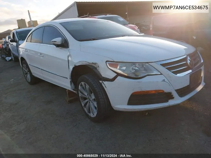 2012 Volkswagen Cc Sport VIN: WVWMP7AN6CE534675 Lot: 40865029