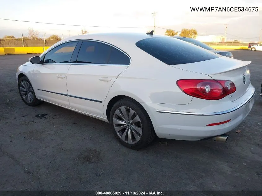 2012 Volkswagen Cc Sport VIN: WVWMP7AN6CE534675 Lot: 40865029