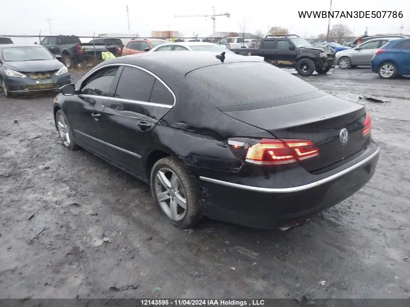 2013 Volkswagen Cc VIN: WVWBN7AN3DE507786 Lot: 12143595