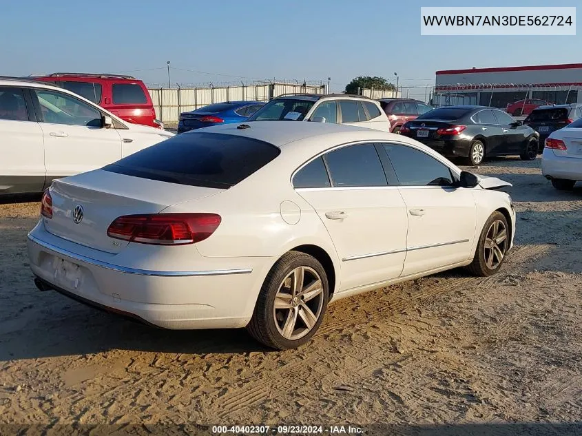 2013 Volkswagen Cc 2.0T Sport VIN: WVWBN7AN3DE562724 Lot: 40402307