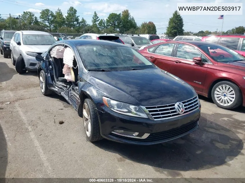 2013 Volkswagen Cc 2.0T Sport Plus VIN: WVWBP7AN2DE503917 Lot: 40603328