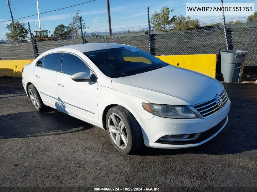 2013 Volkswagen Cc 2.0T Sport VIN: WVWBP7AN0DE551755 Lot: 40660724