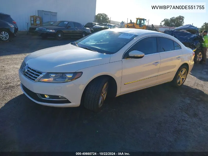 2013 Volkswagen Cc 2.0T Sport VIN: WVWBP7AN0DE551755 Lot: 40660724