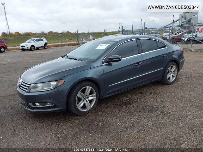 2013 Volkswagen Cc 2.0T Sport VIN: WVWBN7AN6DE503344 Lot: 40747913