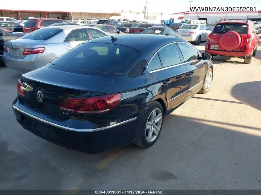 2013 Volkswagen Cc 2.0T Sport VIN: WVWBN7AN3DE552081 Lot: 40811081