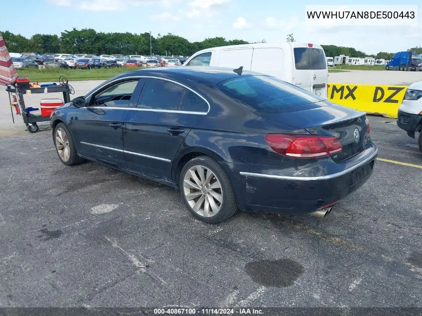 2013 Volkswagen Cc 3.6L Vr6 Lux VIN: WVWHU7AN8DE500443 Lot: 40867100