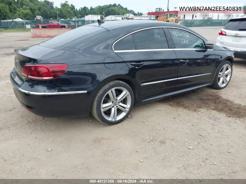 2014 Volkswagen Cc 2.0T R-Line VIN: WVWBN7AN2EE540831 Lot: 40121358