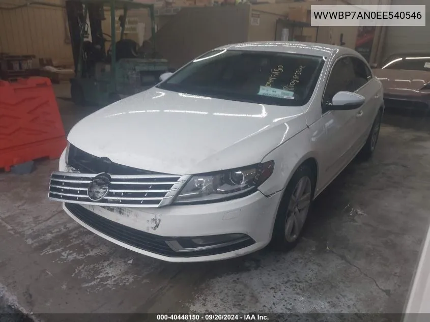 2014 Volkswagen Cc Sport VIN: WVWBP7AN0EE540546 Lot: 40448150