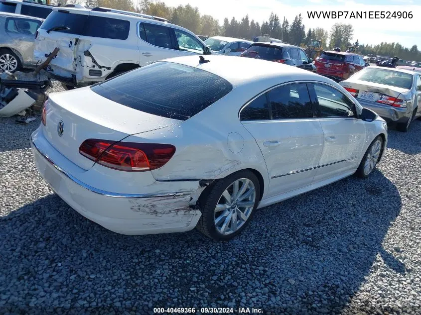 2014 Volkswagen Cc 2.0T R-Line VIN: WVWBP7AN1EE524906 Lot: 40469366