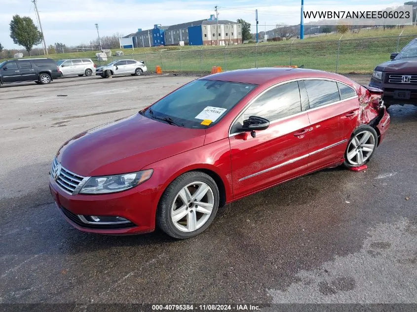 2014 Volkswagen Cc 2.0T Sport VIN: WVWBN7ANXEE506023 Lot: 40795384