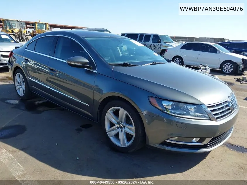 2016 Volkswagen Cc 2.0T Sport VIN: WVWBP7AN3GE504076 Lot: 40449550