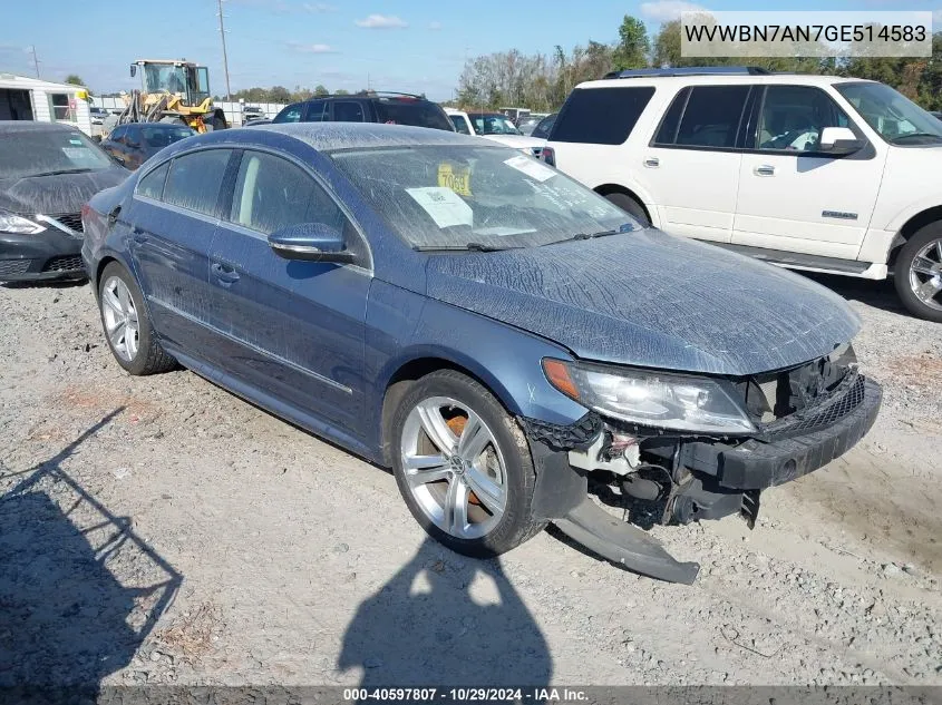 2016 Volkswagen Cc 2.0T R-Line VIN: WVWBN7AN7GE514583 Lot: 40597807