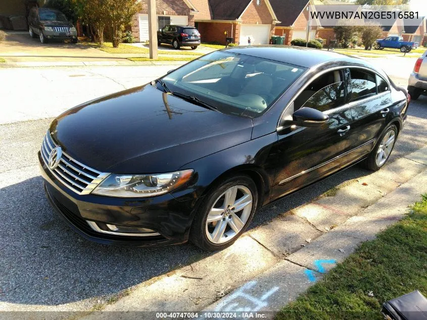 2016 Volkswagen Cc Sport/R-Line VIN: WVWBN7AN2GE516581 Lot: 40747084